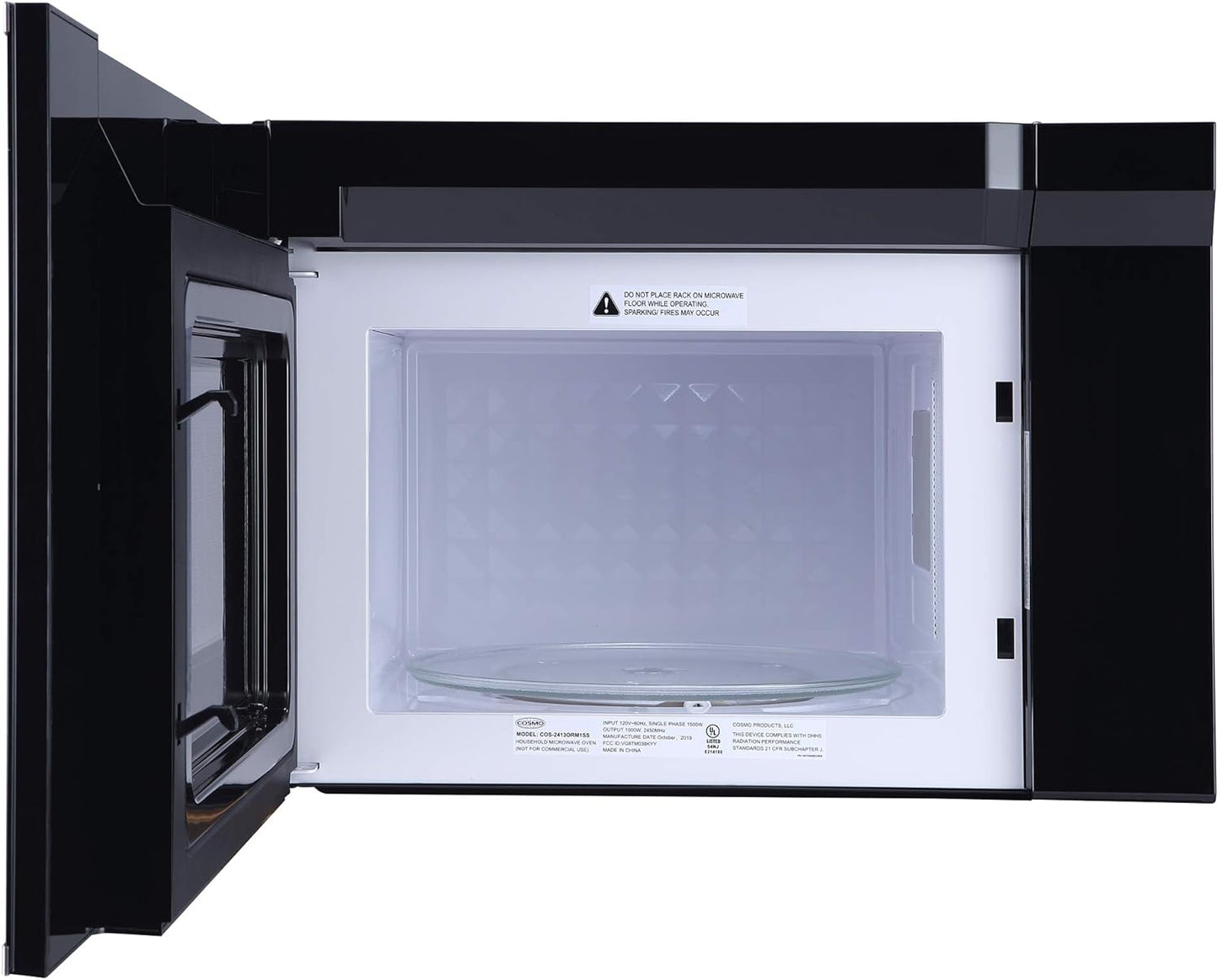 NEW - COSMO COS-2413ORM1SS Over the Range Microwave Oven with Vent Fan, 1.34 cu. ft. Capacity, 1000W, 24 inch, Black / Stainless Steel - Retail $287