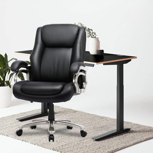 COLAMY Big and Tall Office Chair 400lbs Wide Seat- High Back PU Leather Executive Computer Desk Chair for Heavy People, Large Office Chair with Heavy Duty Metal Base and Ergonomic Back Support- Black - Retail $179