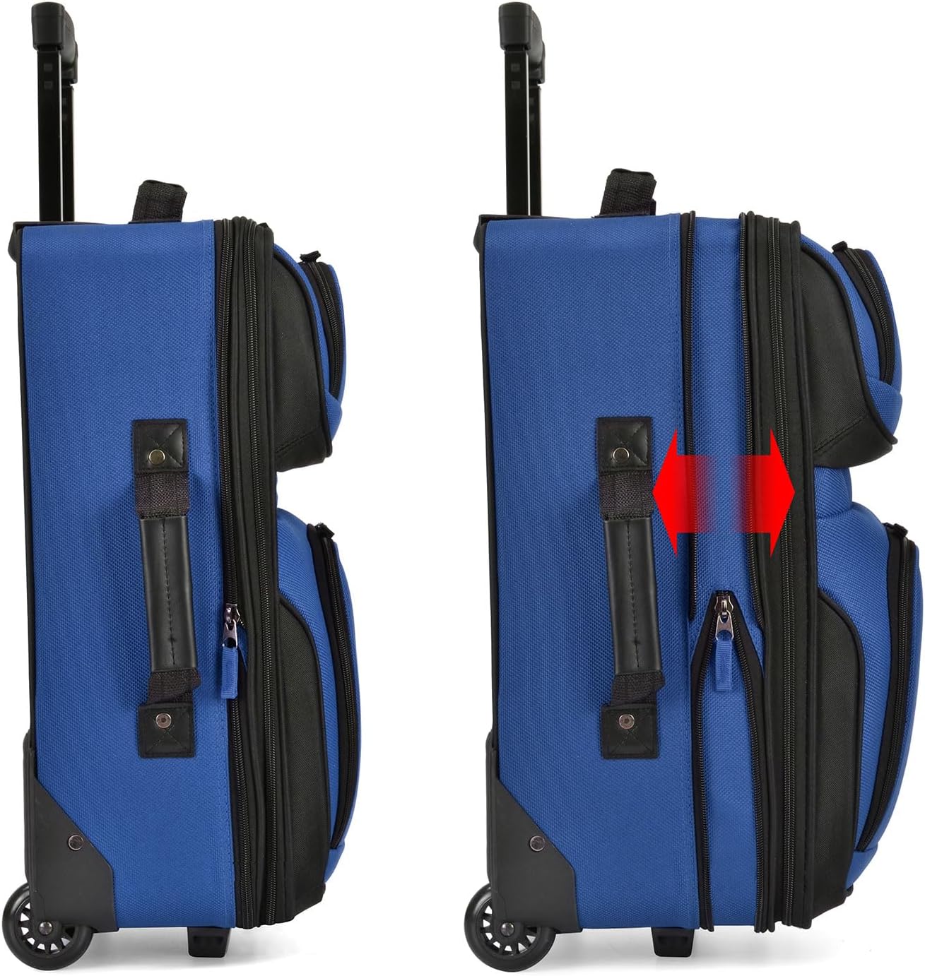 NEW - U.S. Traveler Rio Rugged Fabric Expandable Carry-on Luggage, 2 Wheel Rolling Suitcase, Blue, Set - Retail $50