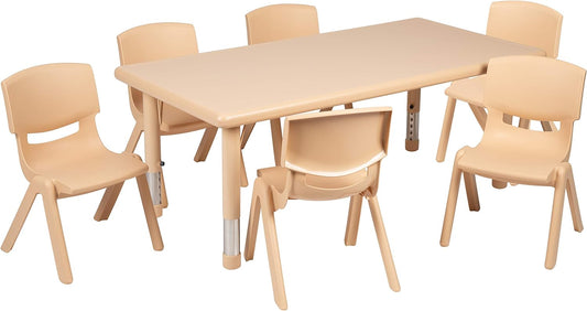 NEW - Flash Furniture - 6 Stackable Chairs, Natural - Retail $150
