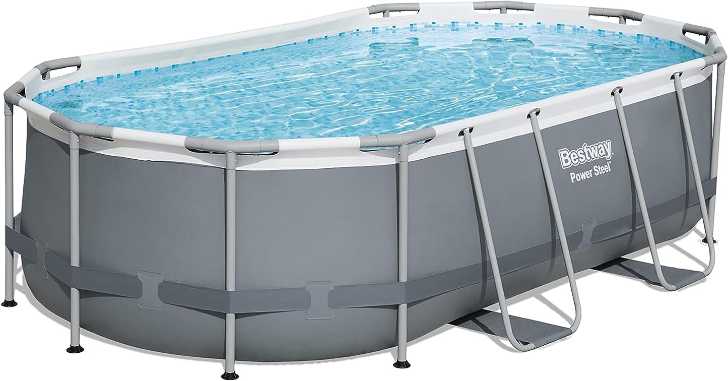 NEW IN BOX - Bestway Power Steel 14' x 8'2" x 39.5" Oval Above Ground Pool Set | Includes 530gal Filter Pump, Ladder, ChemConnect Dispener - Retail $478