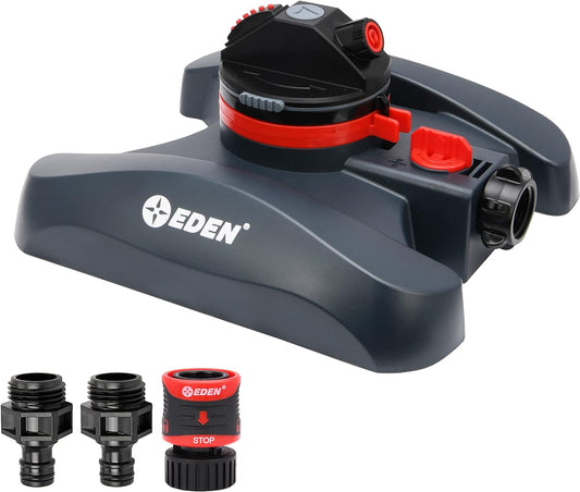 NEW - Eden 94134 2-Pattern Turbo Gear Drive Sprinkler for Yard w/Quick Connect Starter Kit Flow Control with Removable Filter, 360 Degree Coverage - Retail $26