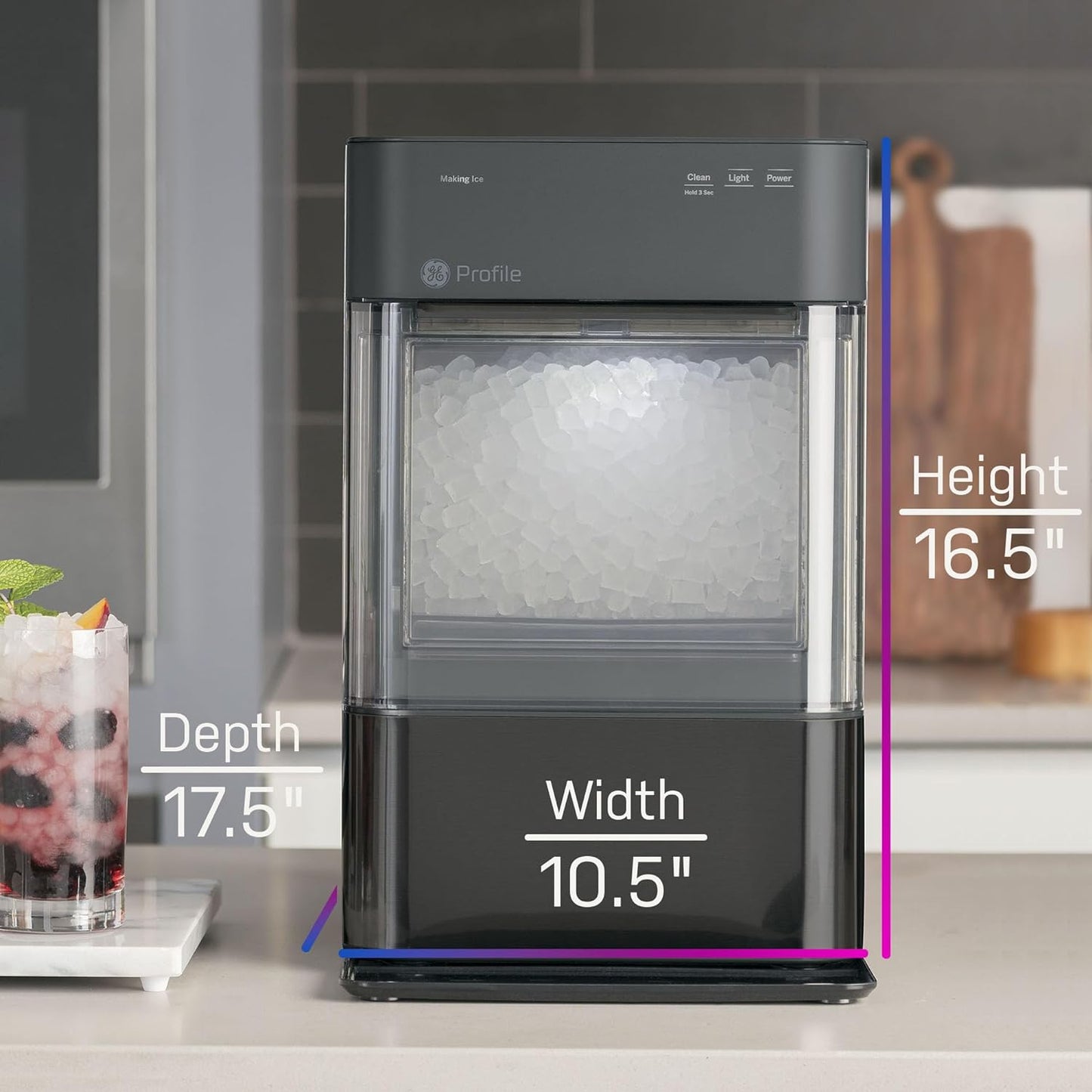 NEW - GE Profile Opal 2.0 | Countertop Nugget Ice Maker with Side Tank | Ice Machine with WiFi Connectivity | Smart Home Kitchen Essentials | Black Stainless - Retail $599