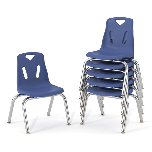 NEW - Jonti-Craft Berries 8140JC6003 Stacking Chairs with Chrome-Plated Legs, 10" Height, Blue, Pack of 6 - Retail $374