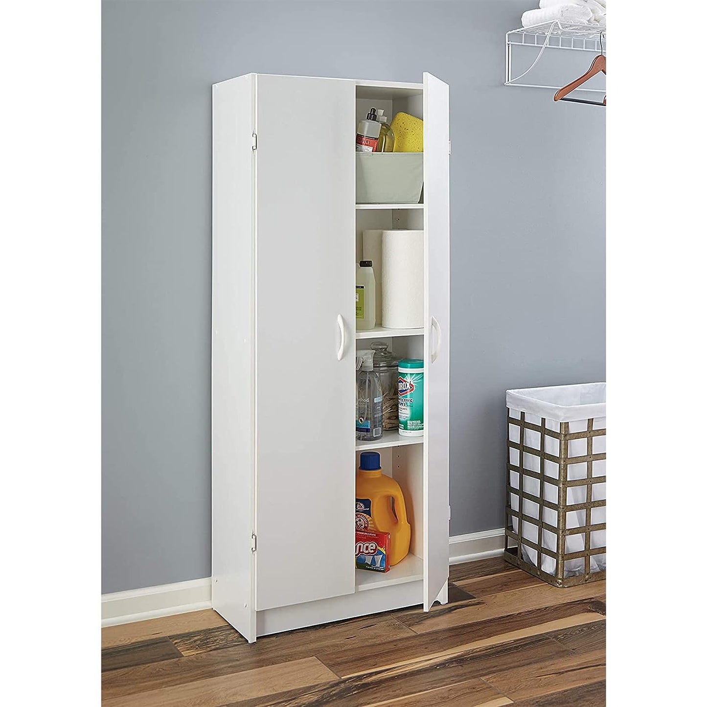 NEW - ClosetMaid Pantry Cabinet Cupboard with 2 Doors, Adjustable Shelves, Standing, Storage for Kitchen, Laundry or Utility Room, White - Retail $118