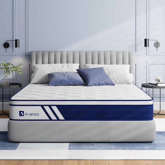 NEW - Avenco CAL KING Mattress, 12 Inch Mattress in a Box with Gel Memory Foam & Individually Pocket Coils for Pain Relief & Support, Medium Firm, CertiPUR-US Certified - Retail $348