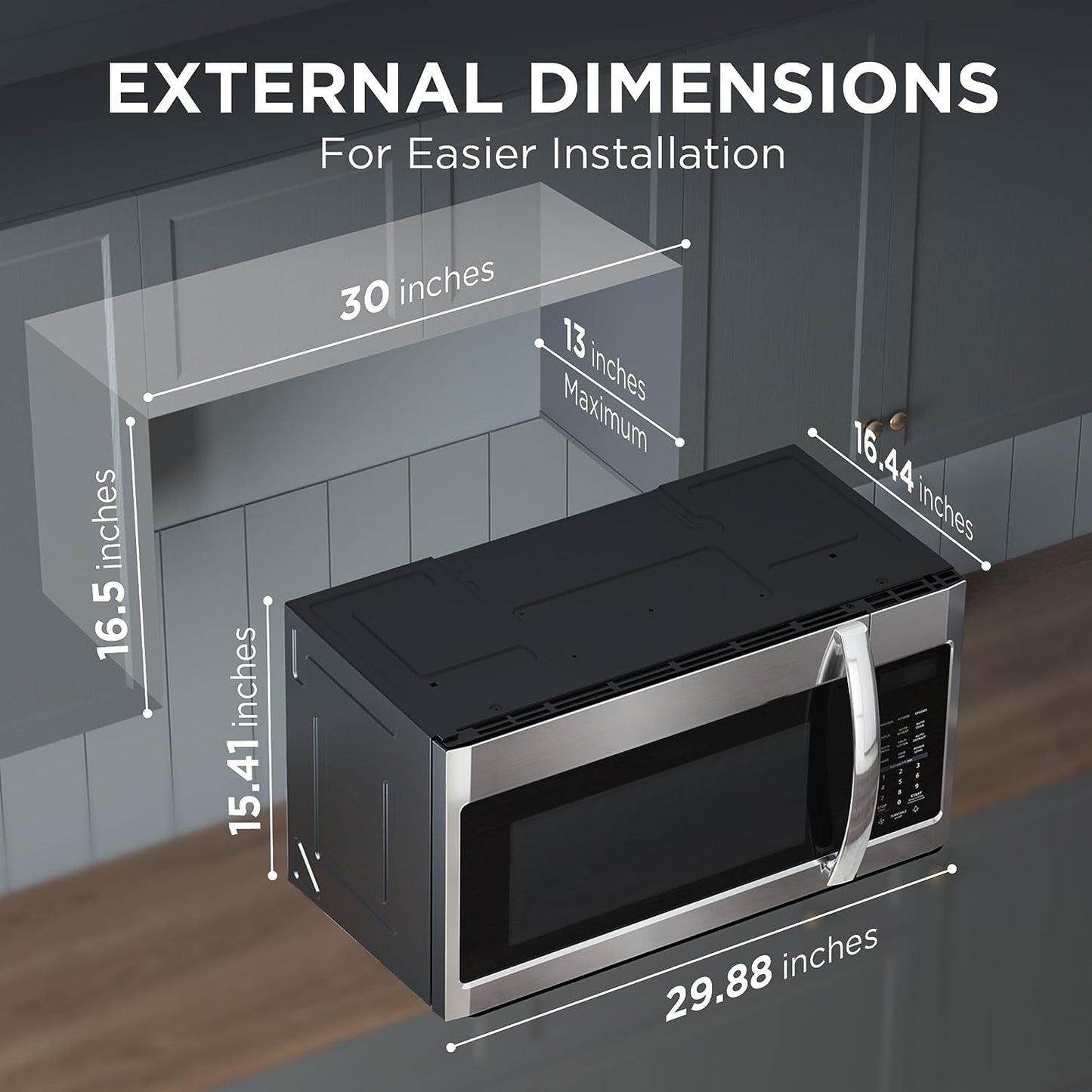 NEW - BLACK+DECKER EM044KB19 Over The Range Microwave Oven with One Touch, 1000 Watts, 400 CFM and Sensor Cooking, OTR 1.9 Cu.ft - Retail $319