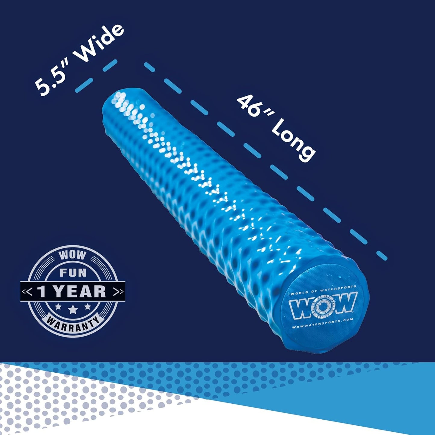 WOW World of Watersports 17-2060B First Class Soft Dipped Foam Pool Noodle, Blue, 5.5-inch-wide by 46 inches long - Retail $39