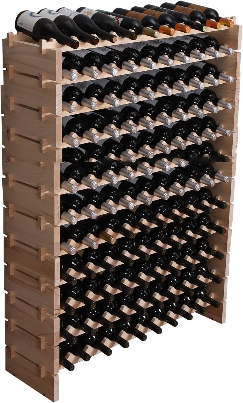 NEW - Wine Rack Cabinet Freestanding for Floor Wooden Stackable Storage Modular countertop Wood Wine Holder (120bottle) - Retail $159