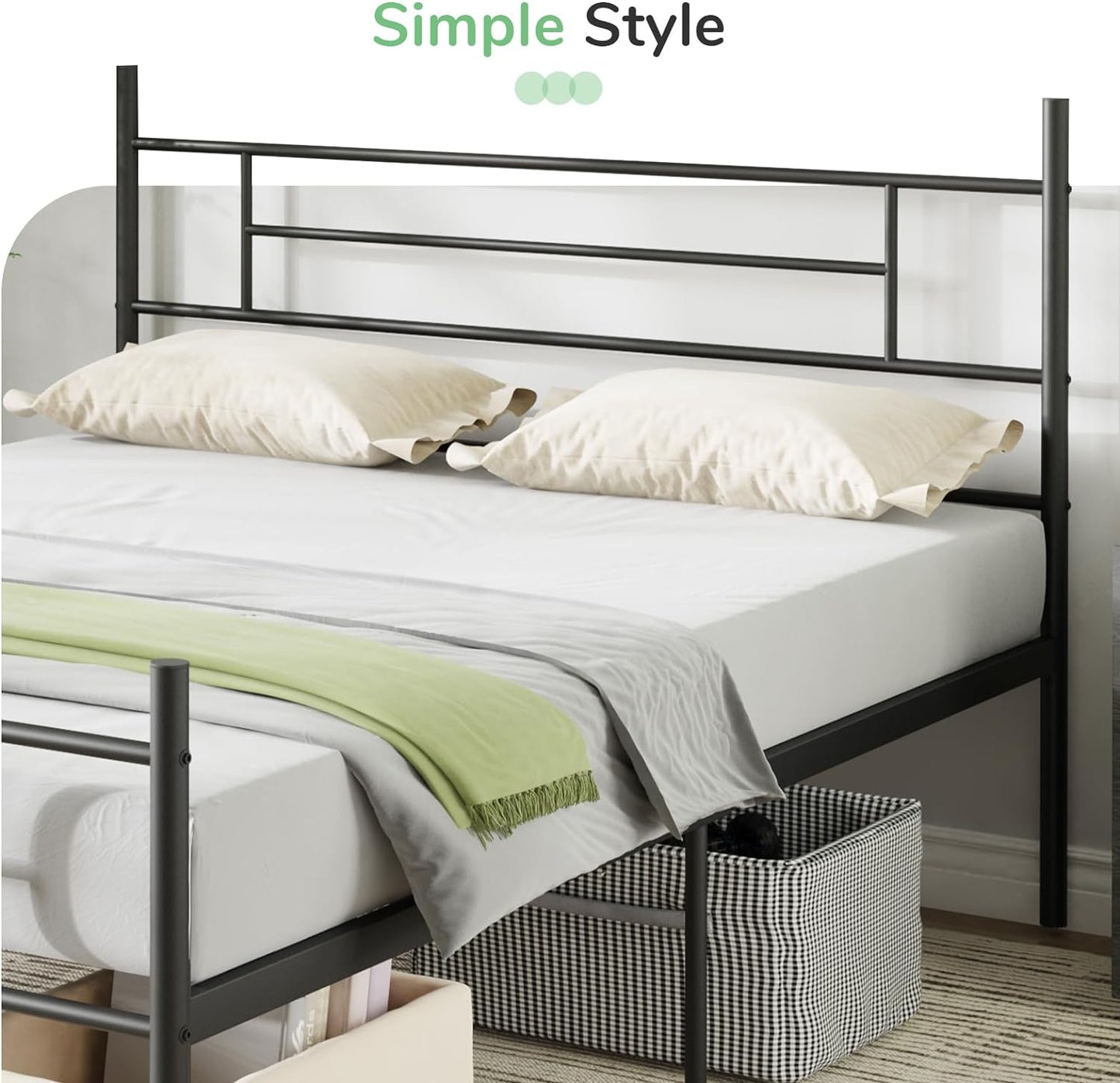 NEW - Novilla Metal QUEEN Bed Frame with Headboard and Footboard, 14 Inch Platform - Retail $89