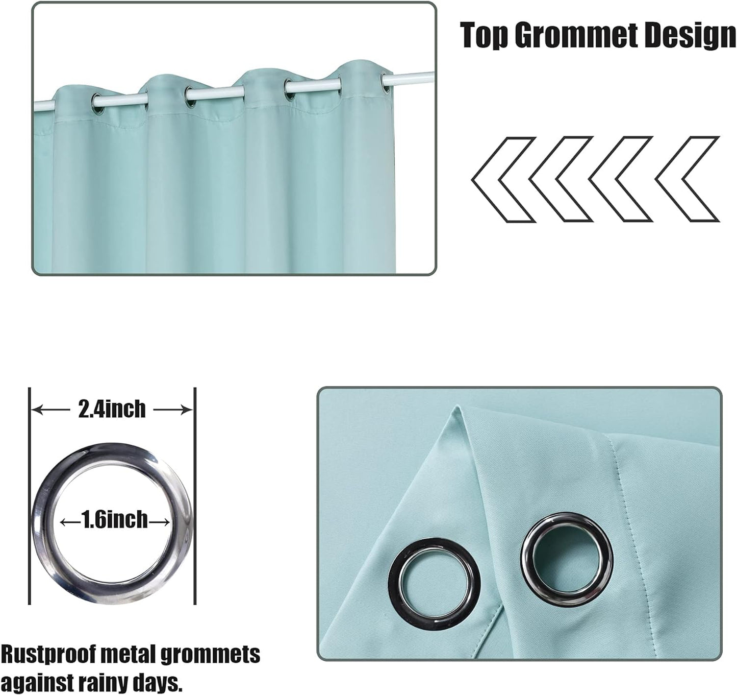 NEW - BONZER Waterproof Outdoor Patio Curtains 1 Panel - Thermal Insulated, Sunlight Blocking Weatherproof Grommet Outside Curtains for Porch, Pergola, Cabana, Balcony, 1 Panel, 100W x 95L inch, Seafoam - Retail $59