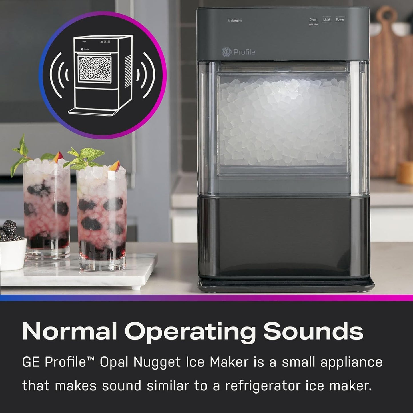 NEW - GE Profile Opal 2.0 | Countertop Nugget Ice Maker with Side Tank | Ice Machine with WiFi Connectivity | Smart Home Kitchen Essentials | Black Stainless - Retail $599