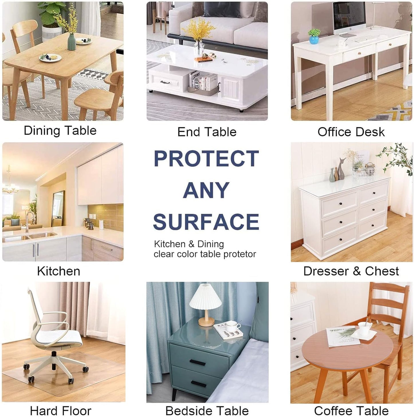 NEW - ZIJINJIAJU Desk Protector Mat Table Cover Protector Clear Table Cover Protector Plastic Cover for Dining Table Cover Tablecloth for Kitchen Dining Table 54x96 Inch - Retail $82