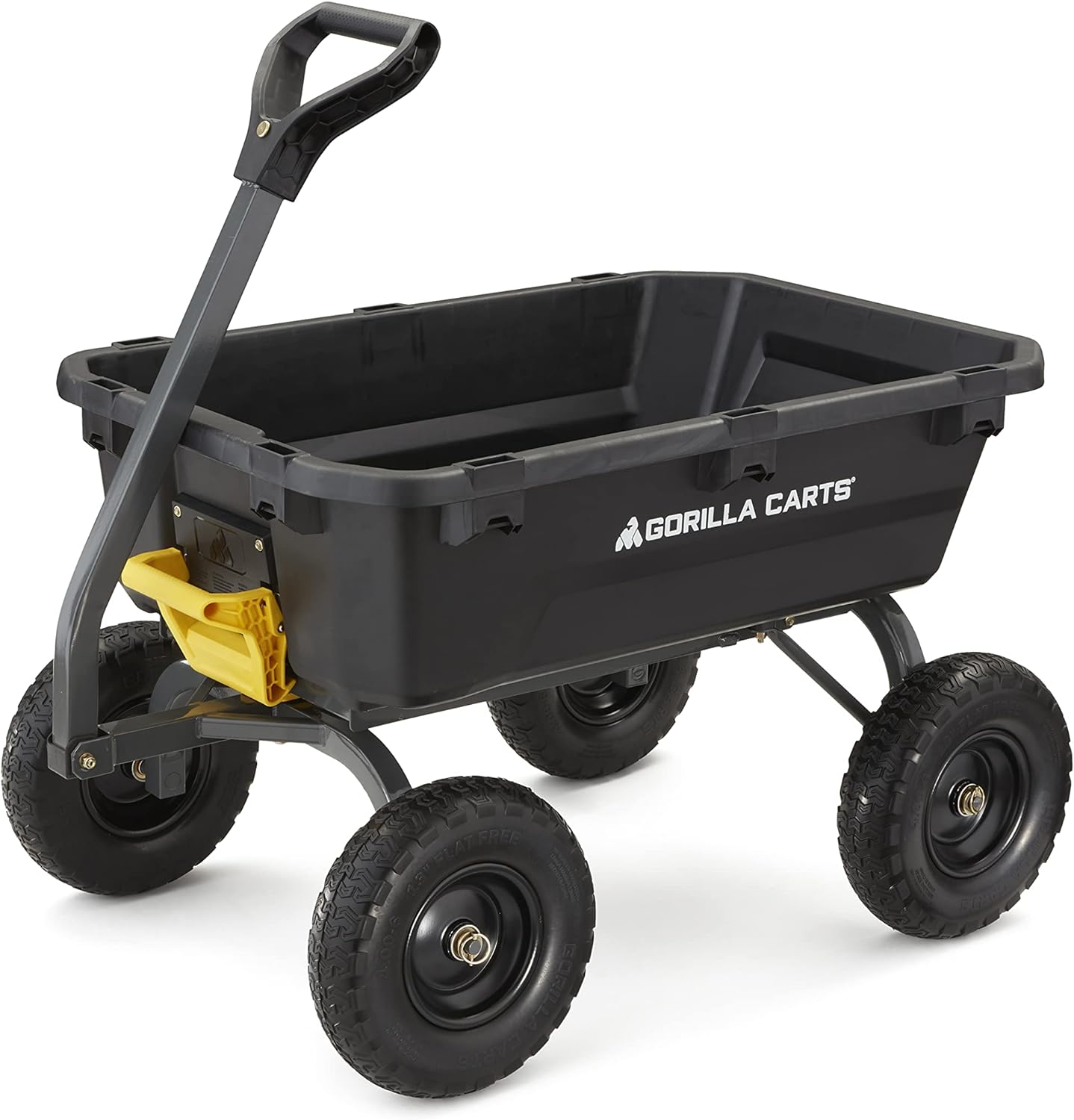 NEW - Gorilla Carts 7GCG-NF Heavy-Duty Poly Dump Cart with No-Flat Tires, 7 cu ft, 1200 lb Capacity, Black - Retail $296