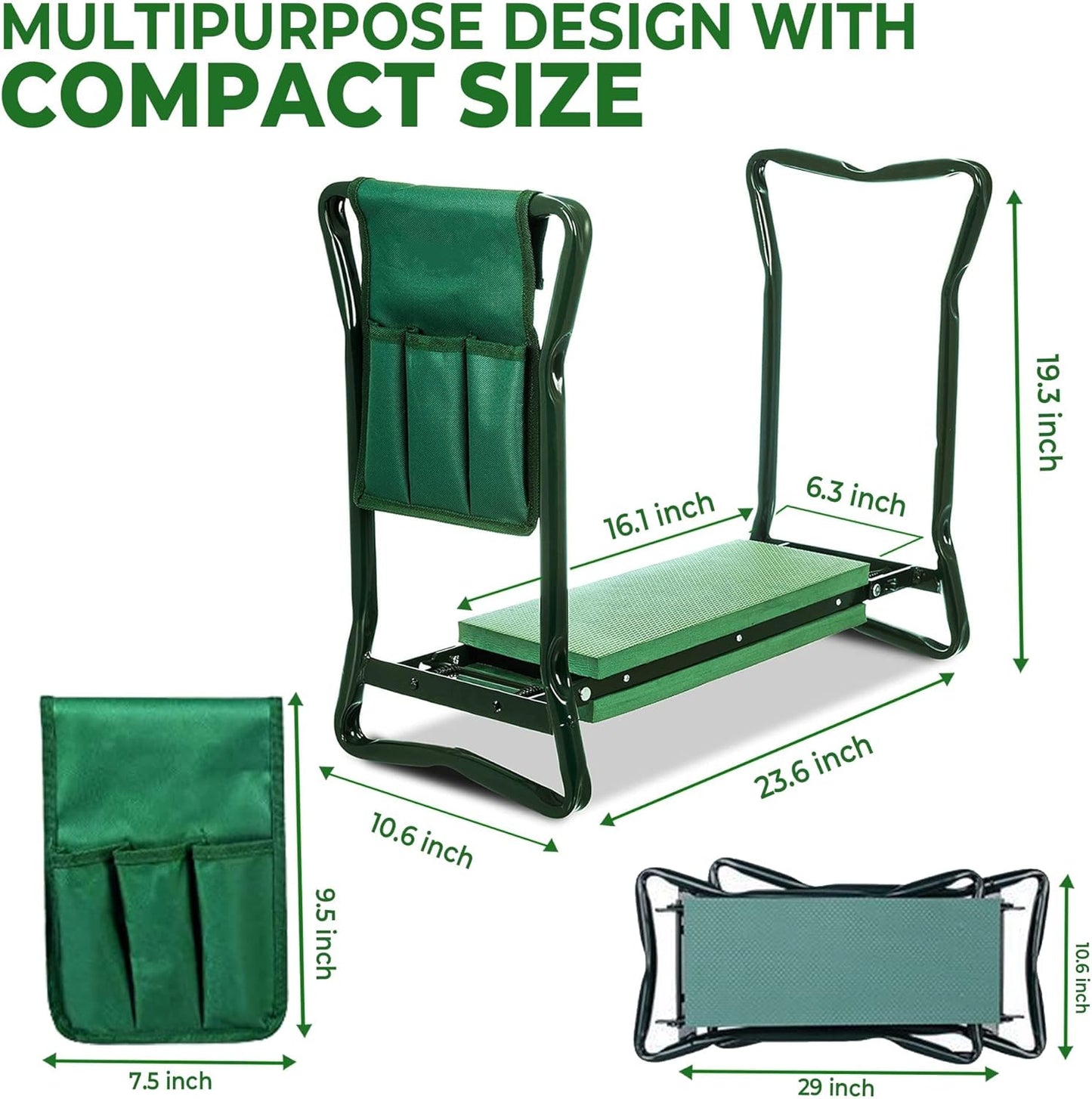 NEW - H&GT Garden Kneeler and Seat, Foldable Garden Stool Heavy Duty Gardening Bench for Kneeling and Sitting to Prevent Knee & Back Pain, Great Gardening Gifts for Women, Grandparents, Seniors, Mom & Dad - Retail $55