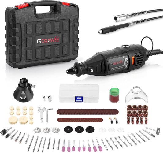 NEW - GOXAWEE Rotary Tool Kit with MultiPro Keyless Chuck and Flex Shaft -140pcs Accessories Variable Speed Electric Drill Set for Handmade Crafting Projects and DIY Creations - Retail $59