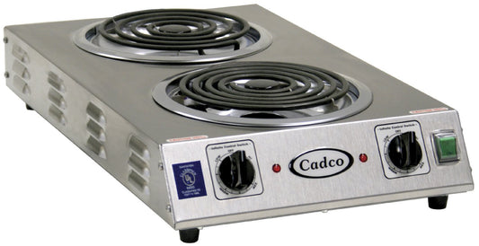 NEW - Cadco CDR-2TFB Space Saver Double 220-Volt Hot Plate, Stainless Steel - Retail $254