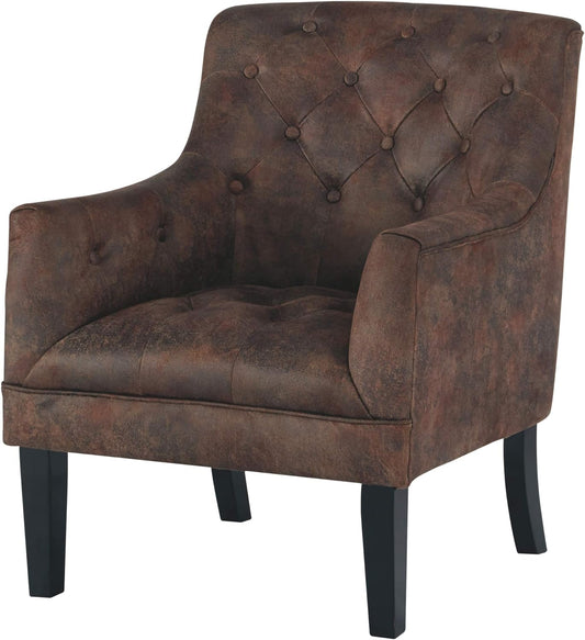 Signature Design by Ashley Drakelle Faux Leather Distressed Tufted Accent Chair, Brown - Retail $239