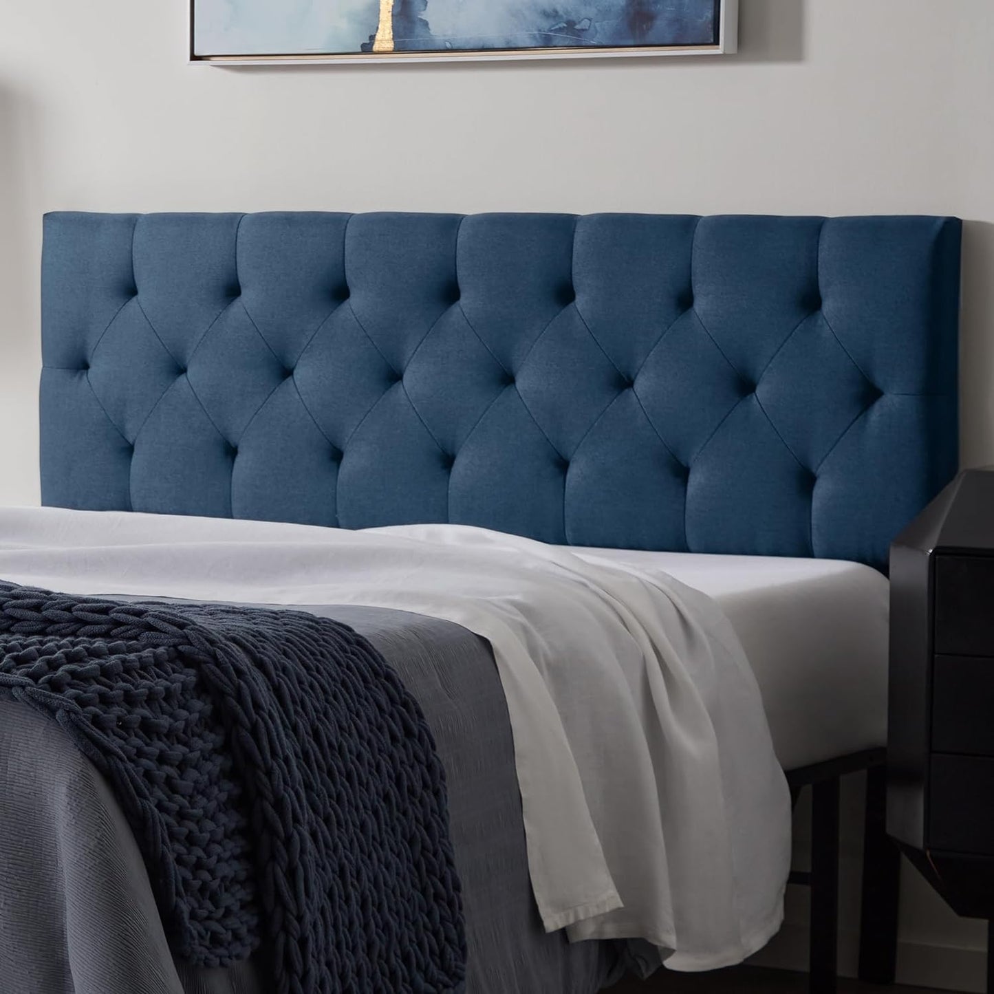 NEW - LUCID KING / Cali-King - Mid-Rise Upholstered Headboard - Diamond Tufted  - Retail $129