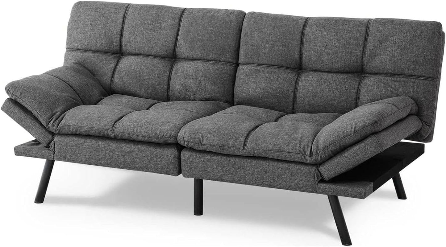 Sweetcrispy Futon Sofa Bed - Leather Sofa Futon Couch, Linen, Grey - Retail $239