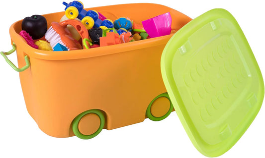 Basicwise QI003221 Stackable Toy Storage Box with Wheels, - Retail $43