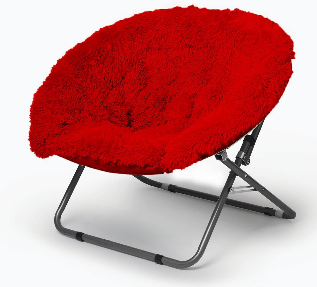 NEW - Urban Shop Oversized Mongolian Faux Fur Saucer Chair, Red - Retail $74