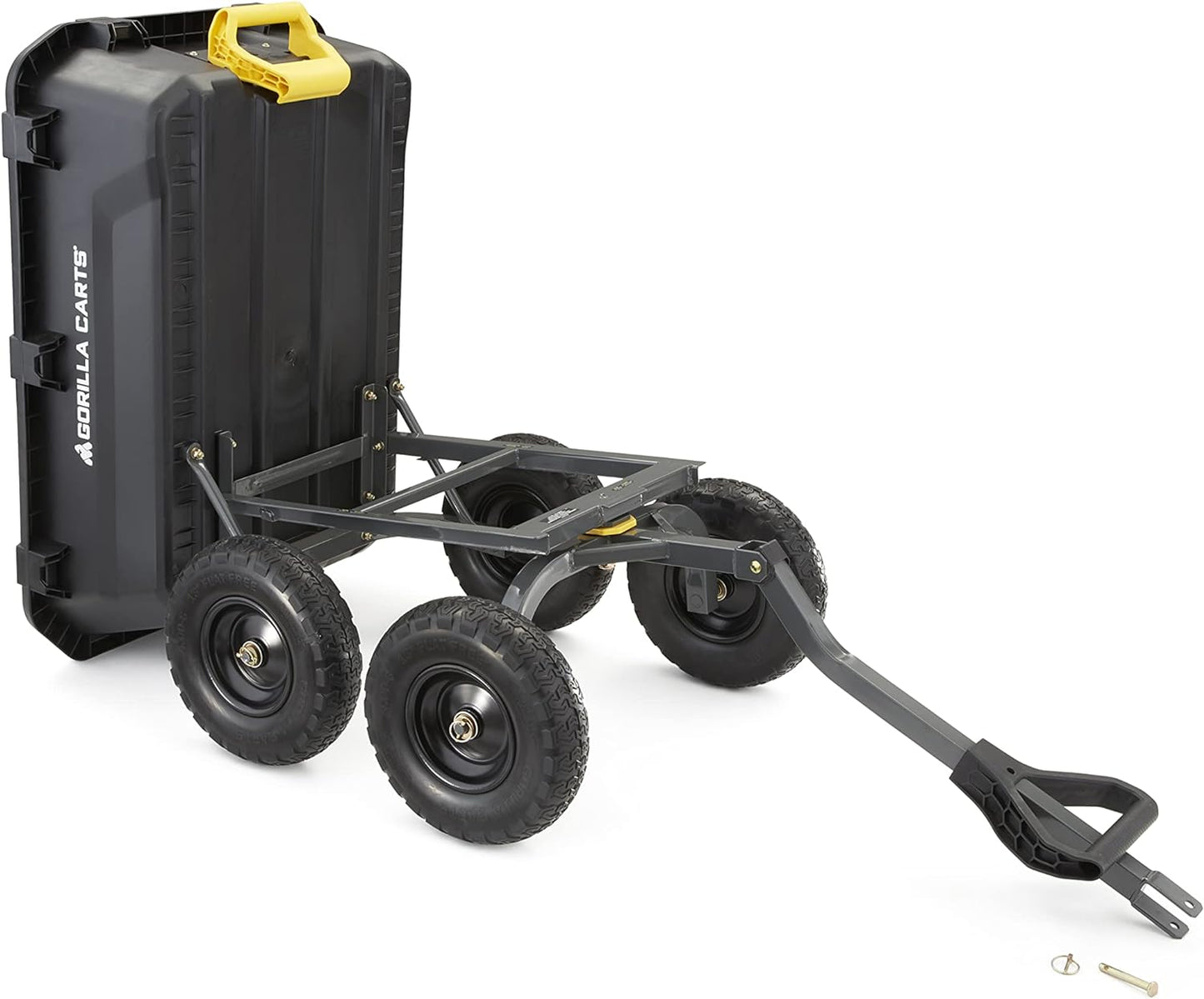 NEW - Gorilla Carts 7GCG-NF Heavy-Duty Poly Dump Cart with No-Flat Tires, 7 cu ft, 1200 lb Capacity, Black - Retail $296