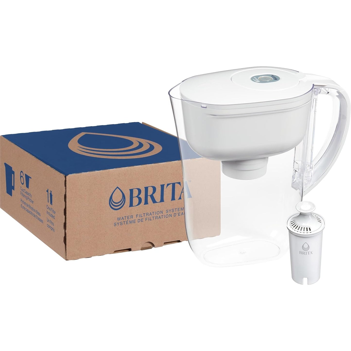 Brita Metro Water Filter Pitcher with SmartLight Change Indicator, BPA-Free, Replaces 1,800 Plastic Water Bottles a Year, Lasts Two Months, Includes 1 Filter, Small - 6-Cup Capacity, White