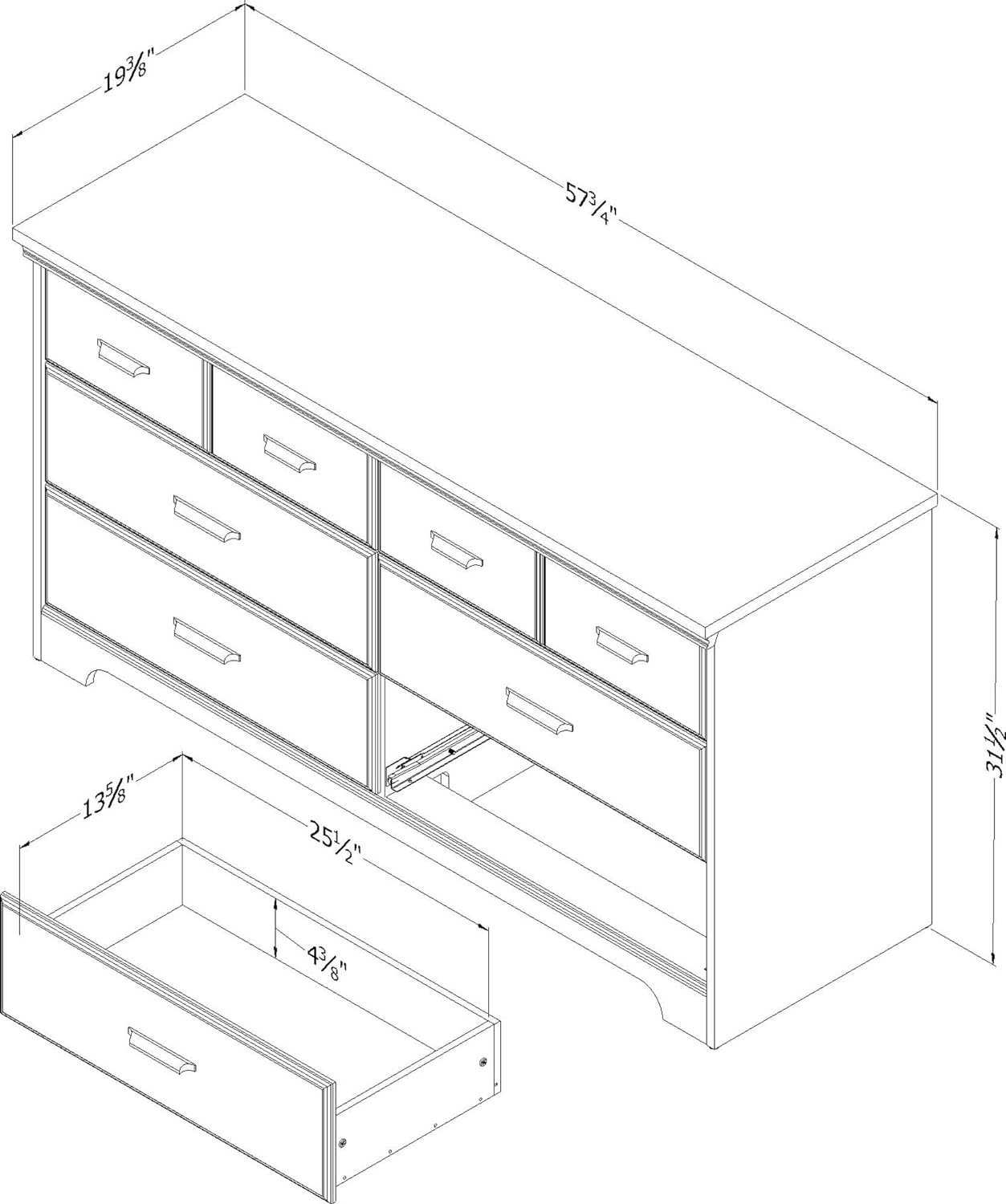 NEW - South Shore Versa 6-Drawer Double Dresser-Rubbed Black - Retail $287