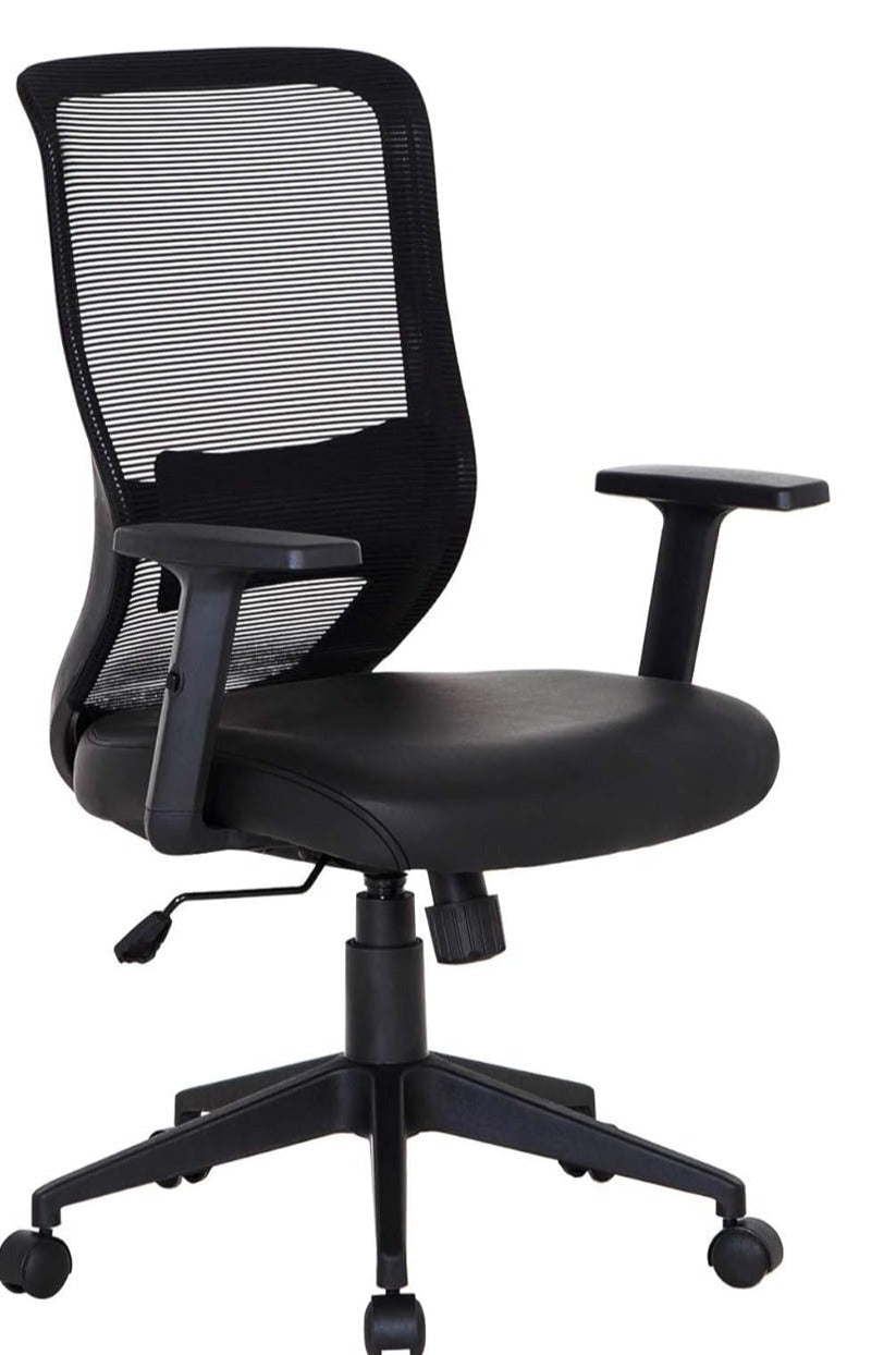 NEW - VECELO Office Computer Desk Chair with PU Padded Seat Cushion, Adjustable Armrest, Ergonomic Lumbar Support for Task Work, Black - Retail $109