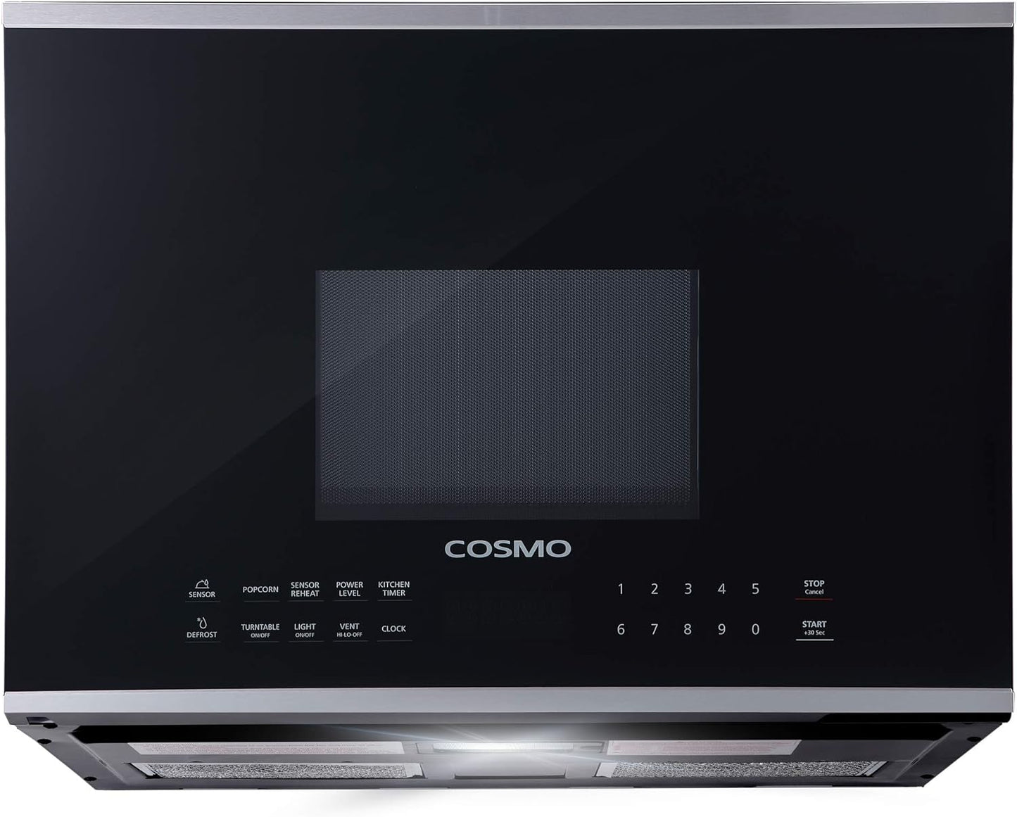 NEW - COSMO COS-2413ORM1SS Over the Range Microwave Oven with Vent Fan, 1.34 cu. ft. Capacity, 1000W, 24 inch, Black / Stainless Steel - Retail $287