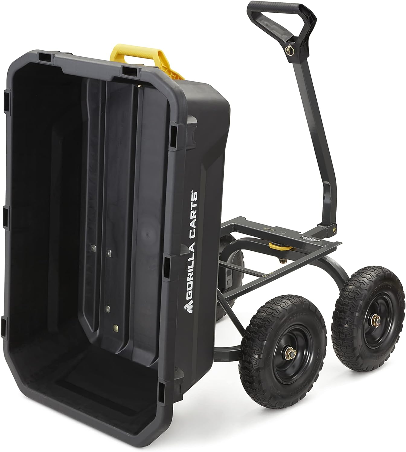 NEW - Gorilla Carts 7GCG-NF Heavy-Duty Poly Dump Cart with No-Flat Tires, 7 cu ft, 1200 lb Capacity, Black - Retail $296