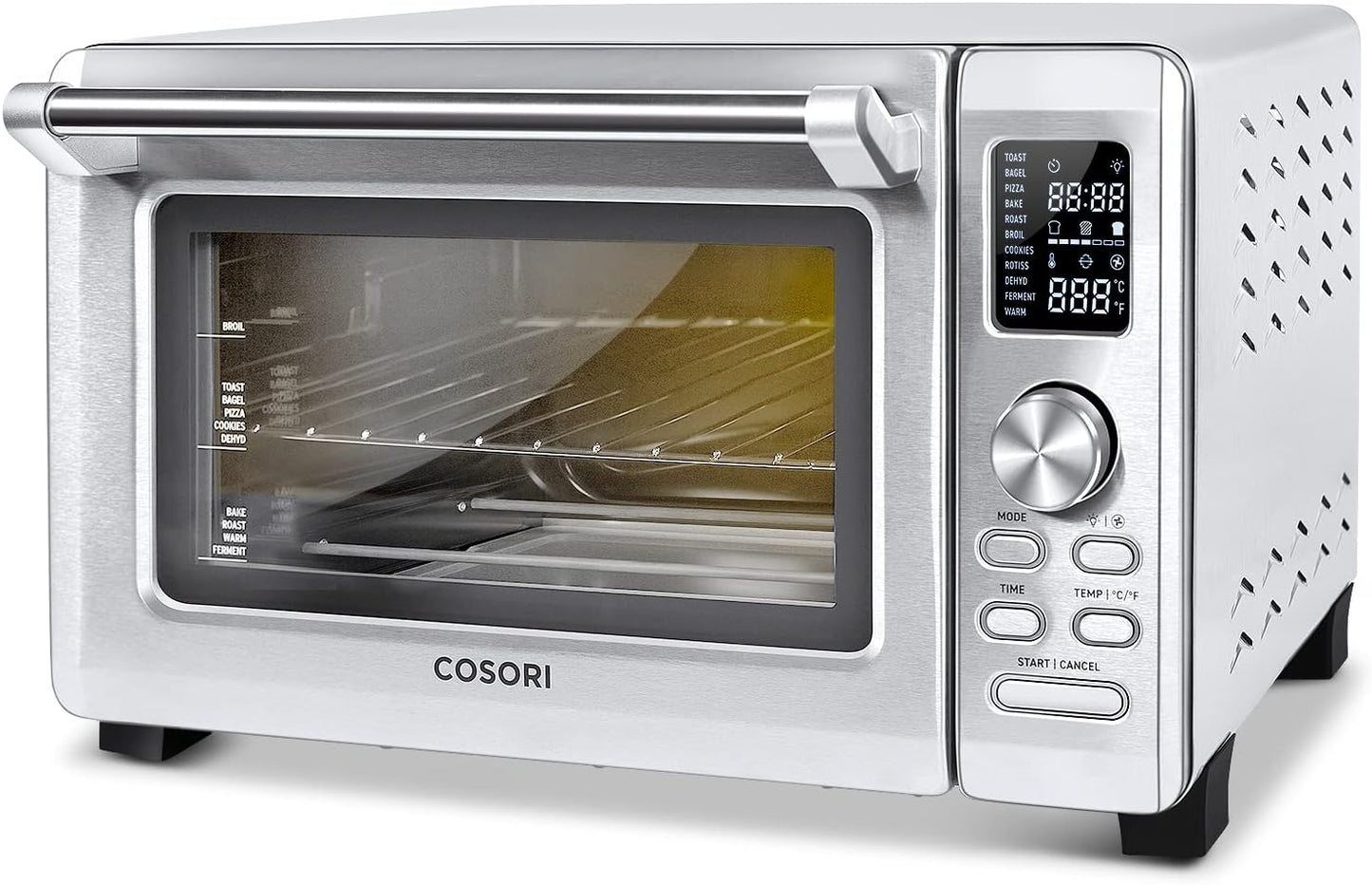 COSORI Toaster Oven Combo, 11-in-1 Convection oven countertop, Rotisserie & Dehydrator, 12 inch pizza, 52 Recipes & 6 Accessories, Stainless steel - Retail $169