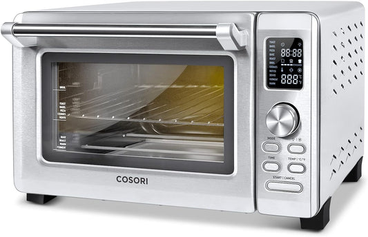 NEW - COSORI Toaster Oven Combo, 11-in-1 Convection oven countertop, Rotisserie & Dehydrator, 12 inch pizza, 52 Recipes & 6 Accessories, Stainless steel - Retail $169