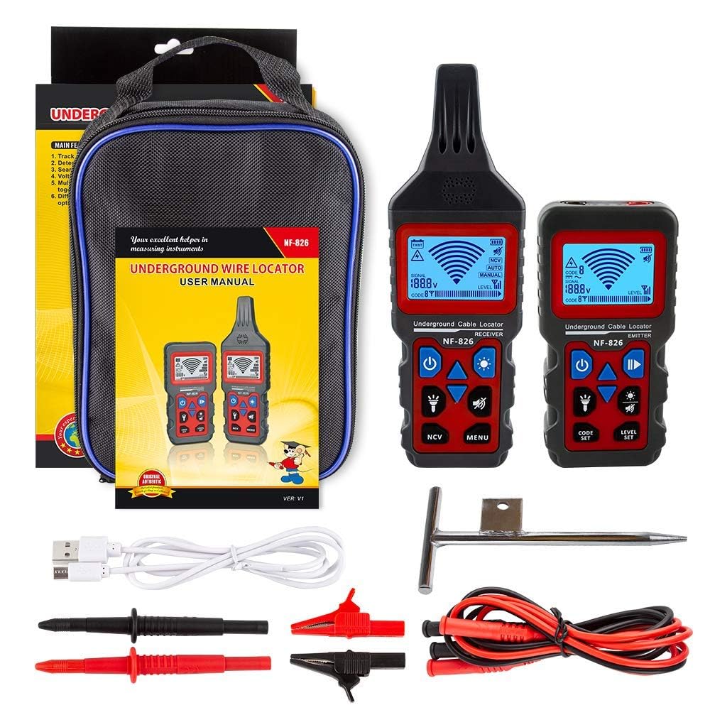 NOYAFA NF-826 Underground Cable Locator Wire Tracker, for Dog Fence Cables Irrigation, Wall and Underground Pipeline Wire Detector