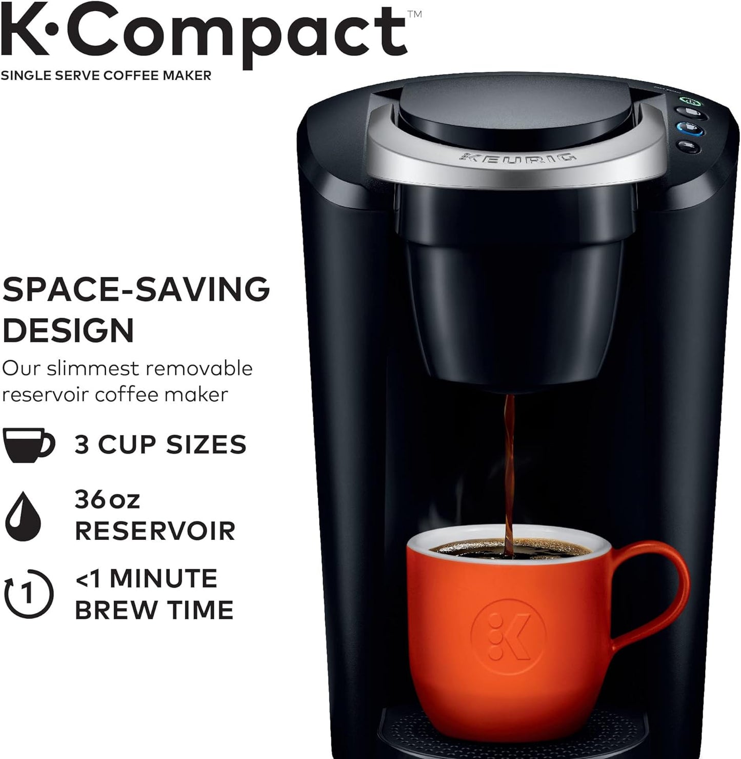 Keurig K-Compact Single-Serve K-Cup Pod Coffee Maker, Black - Retail $79