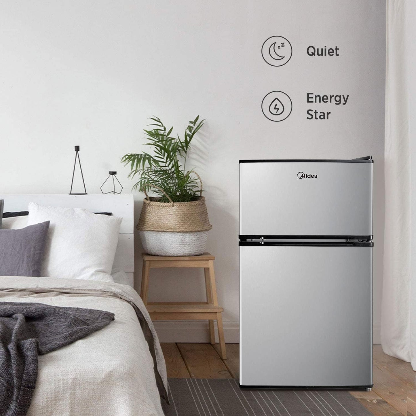 NEW - Midea WHD-113FSS1 Compact Refrigerator, 3.1 cu ft, Stainless Steel - Retail $259