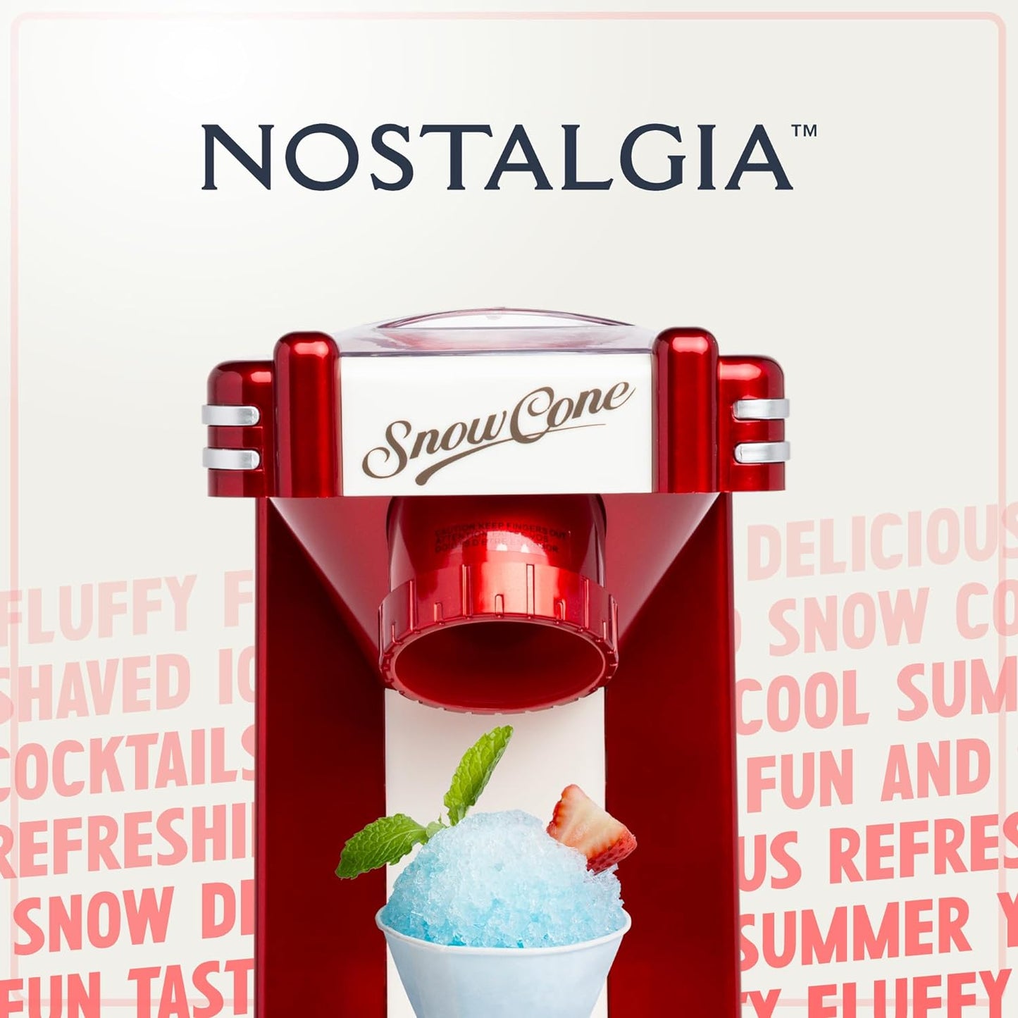 NEW - Nostalgia Snow Cone Shaved Ice Machine - Retro Table-Top Slushie Machine Makes 20 Icy Treats - Includes 1 Reusable Plastic Cup - Retro Red - Retail $37