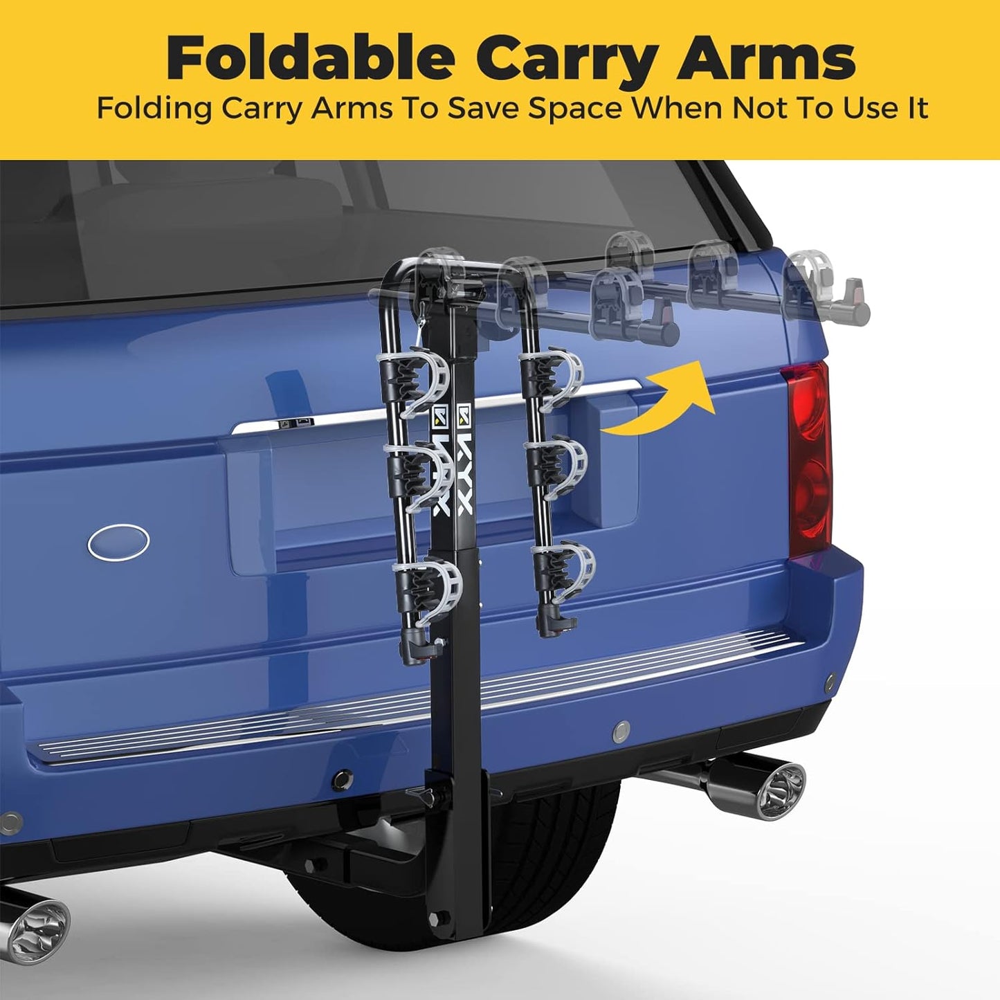 NEW - Bike Car Rack with 2 in. Receiver Hitch for 3 Bicycles, Hitch Mount Bike Rack with 143LBS Capacity Steel Frame, Foldable and Tilt-Away Modes for Car SUV Truck Vans, Easy Assembly, Safe Locking, Grey - Retail $94