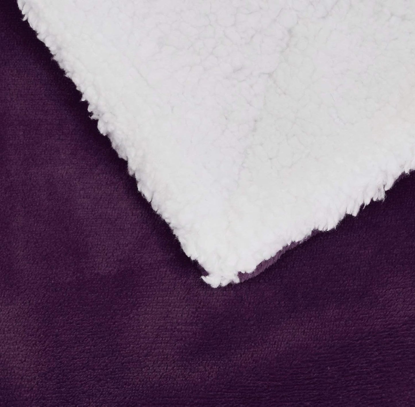 NEW in BAG - Amazon Basics Ultra-Soft Micromink Sherpa Blanket, Throw, Plum - Retail $28