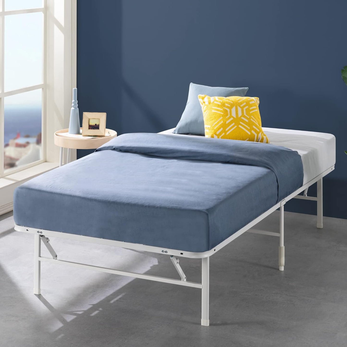 NEW - ZINUS NARROW TWIN SmartBase Tool-Free Assembly Mattress Foundation / 14 Inch Metal Platform Bed Frame / No Box Spring Needed / Sturdy Steel Frame / Underbed Storage, White, Narrow Twin - Retail $65