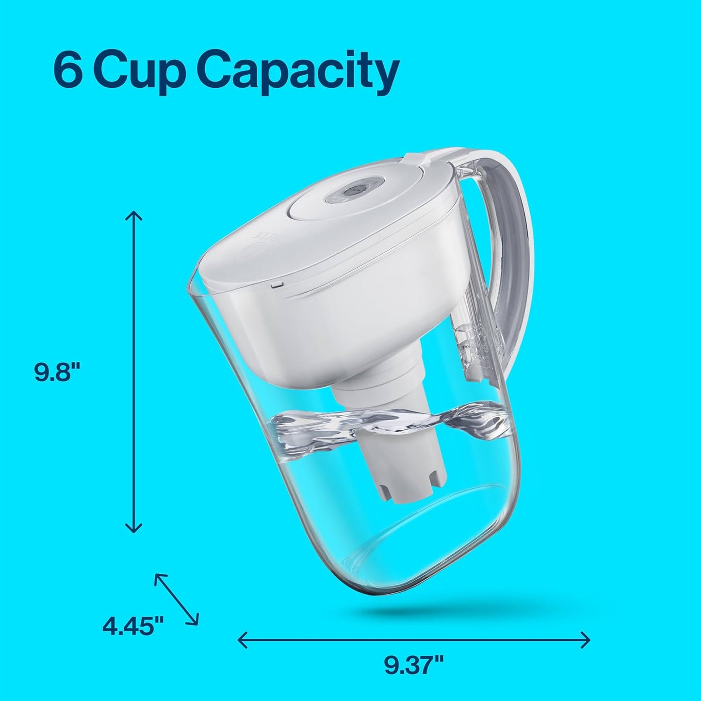 Brita Metro Water Filter Pitcher with SmartLight Change Indicator, BPA-Free, Replaces 1,800 Plastic Water Bottles a Year, Lasts Two Months, Includes 1 Filter, Small - 6-Cup Capacity, White