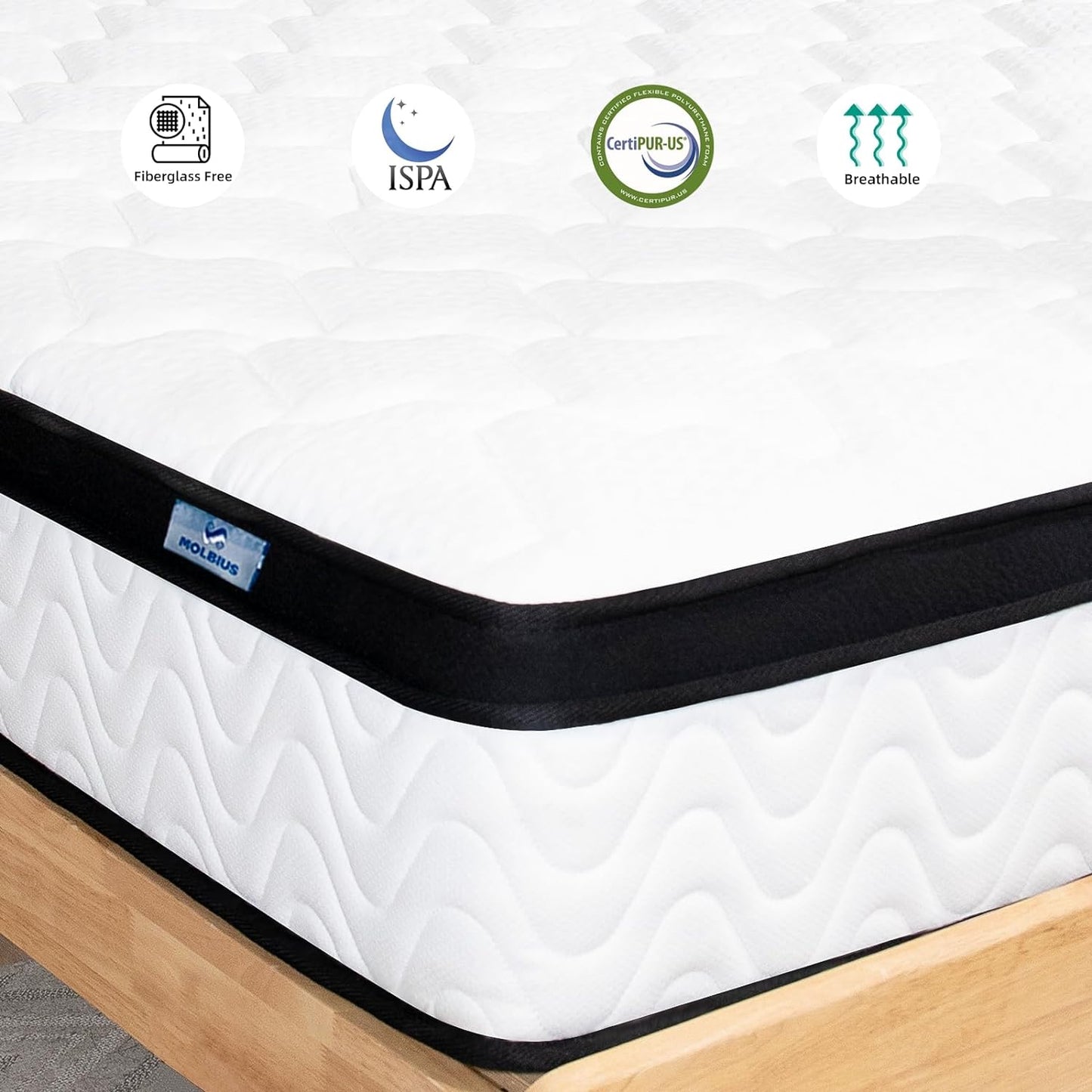 NEW - MOLBIUS QUEEN Mattress | 12 Inch Queen Size Hybrid Mattresses in a Box | Medium Firm Memory Foam and Individual Pocket Springs | Fiberglass Free Bed Mattress | Breathable | CertiPUR-US - Retail $229