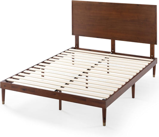 ZINUS KING Raymond Wood Platform Bed Frame with Adjustable Wood Headboard, Solid Wood Foundation, Wood Slat Support, No Box Spring Needed, Easy Assembly, King, Brown - Retail $276