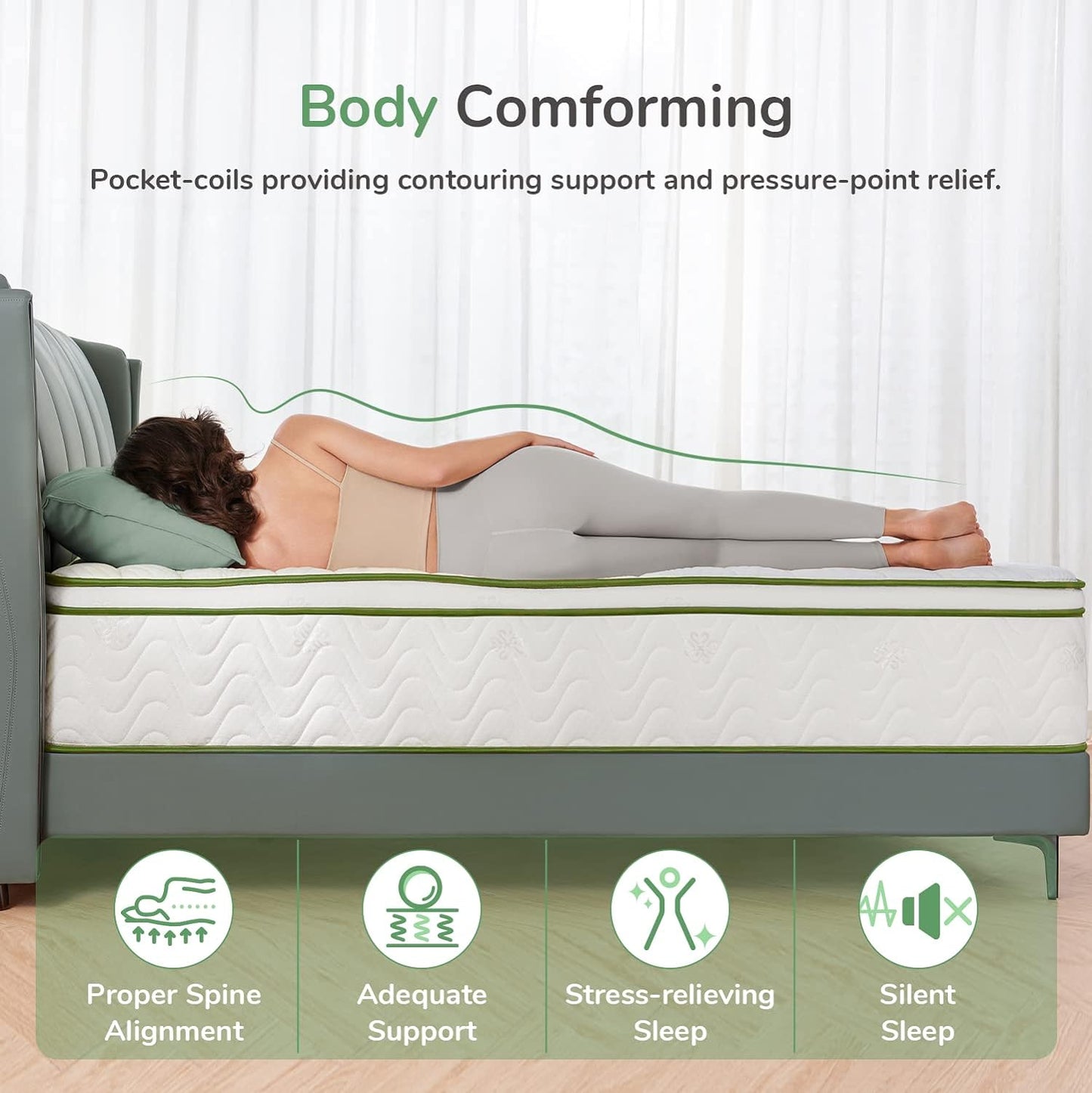 NEW - Novilla QUEEN Mattress, 12 Inch Hybrid Mattress with Gel Memory Foam - Retail $281