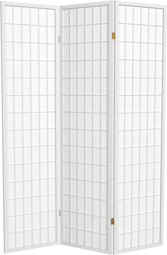 NEW W/ dmg - Oriental Furniture 6 ft. Tall Window Pane Shoji Screen - White - 3 Panels - Retail $83