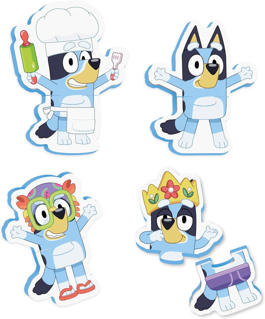 Tomy Toomies Bluey Bath Puzzle - Mix and Match Bluey Puzzle - Foam Toddler Bath Toys - Includes Mesh Bag Bath Toy Storage with Suction Cups - 8 Count - 18 Months and Up