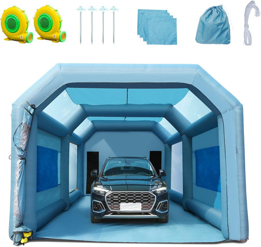 VEVOR Inflatable High Powerful 750W+950W Blowers Spray Booth Paint Air Filter System for Car Parking Tent Workstation Garage, 26x15x11ft - Retail $661