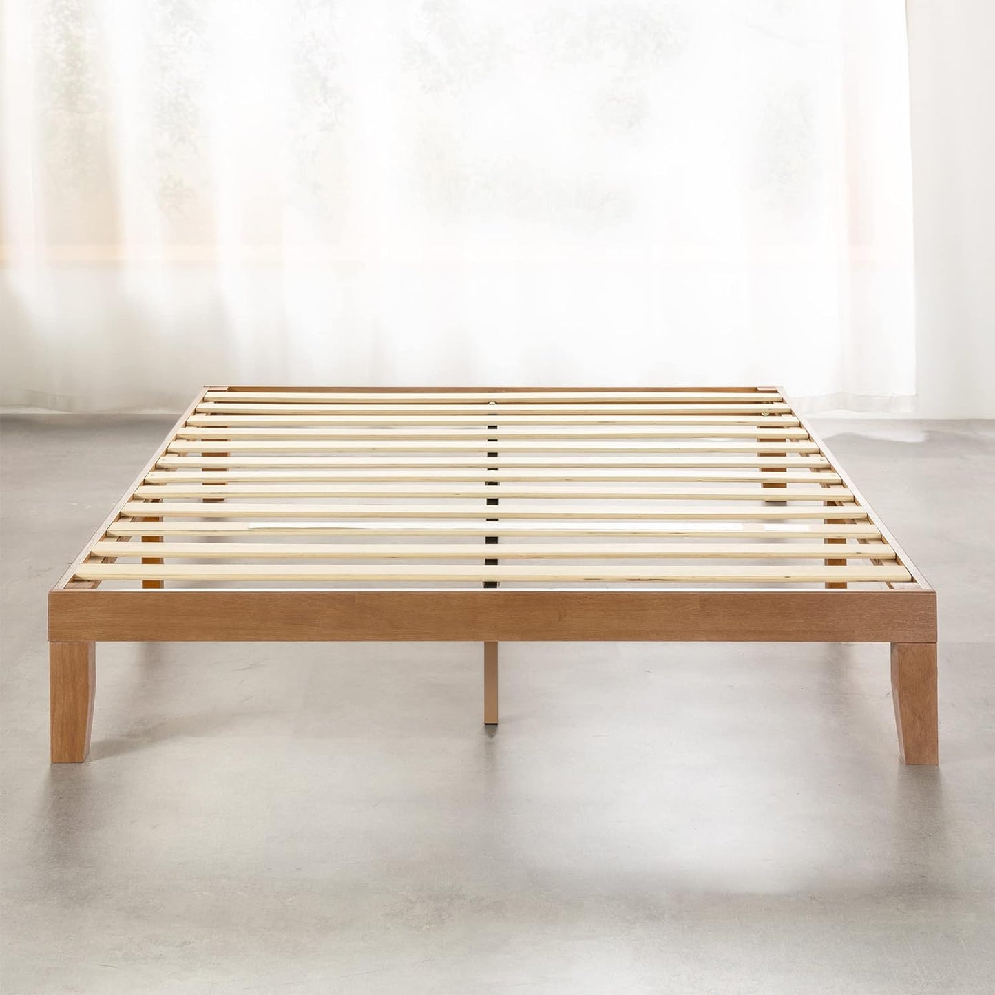 NEW - Mellow Naturalista Classic - 12 Inch Solid Wood Platform Bed with Wooden Slats, No Box Spring Needed, Easy Assembly, King, Natural Pine - Retail $215