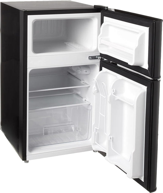 RCA - 2-Door - Compact Refrigerator/Freezer - Reversible Doors - Adjustable Thermostat - 3.2 Cu. Ft. - Black, - Retail $223